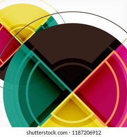 Creative circles geometric abstract background with 3d effect, vector trendy template