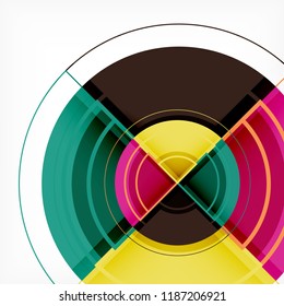 Creative circles geometric abstract background with 3d effect, vector trendy template