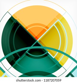 Creative circles geometric abstract background with 3d effect, vector trendy template