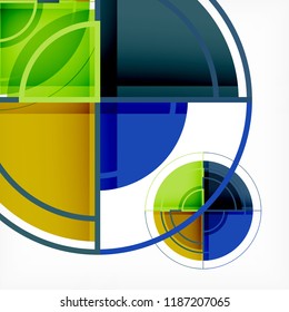 Creative circles geometric abstract background with 3d effect, vector trendy template