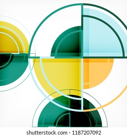 Creative circles geometric abstract background with 3d effect, vector trendy template