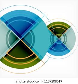 Creative circles geometric abstract background with 3d effect, vector trendy template