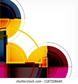 Creative circles geometric abstract background with 3d effect, vector trendy template