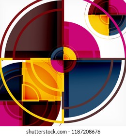 Creative circles geometric abstract background with 3d effect, vector trendy template
