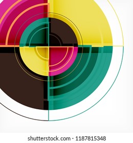 Creative circles geometric abstract background with 3d effect, vector trendy template