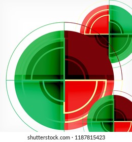 Creative circles geometric abstract background with 3d effect, vector trendy template