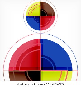 Creative circles geometric abstract background with 3d effect, vector trendy template