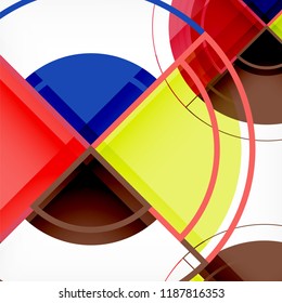 Creative circles geometric abstract background with 3d effect, vector trendy template