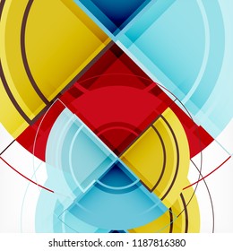 Creative circles geometric abstract background with 3d effect, vector trendy template