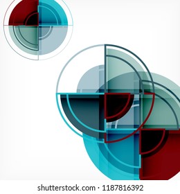 Creative circles geometric abstract background with 3d effect, vector trendy template