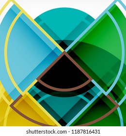 Creative circles geometric abstract background with 3d effect, vector trendy template