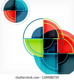 Creative circles geometric abstract background with 3d effect, vector trendy template