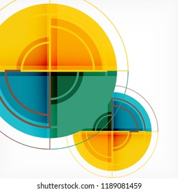 Creative circles geometric abstract background with 3d effect, vector trendy template