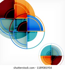 Creative circles geometric abstract background with 3d effect, vector trendy template