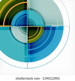 Creative circles geometric abstract background with 3d effect, vector trendy template