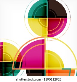 Creative circles geometric abstract background with 3d effect, vector trendy template