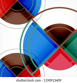 Creative circles geometric abstract background with 3d effect, vector trendy template