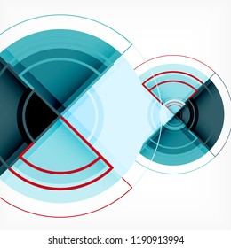 Creative circles geometric abstract background with 3d effect, vector trendy template