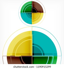 Creative circles geometric abstract background with 3d effect, vector trendy template