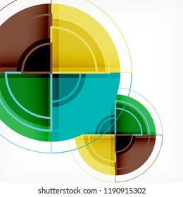Color de fondo abstracto geométrico de círculos creativos con efecto 3d, plantilla de moda vectorial