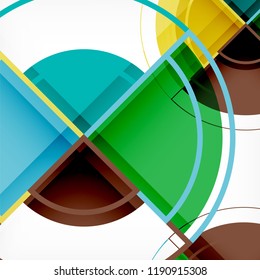 Creative circles geometric abstract background with 3d effect, vector trendy template