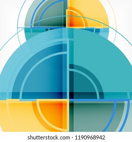 Creative circles geometric abstract background with 3d effect, vector trendy template