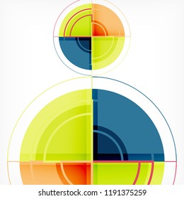 Creative circles geometric abstract background with 3d effect, vector trendy template