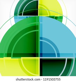 Creative circles geometric abstract background with 3d effect, vector trendy template