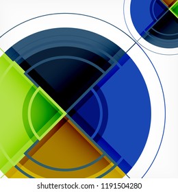 Creative circles geometric abstract background with 3d effect, vector trendy template