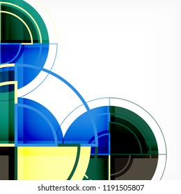 Creative circles geometric abstract background with 3d effect, vector trendy template
