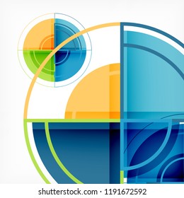 Creative circles geometric abstract background with 3d effect, vector trendy template