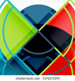 Creative circles geometric abstract background with 3d effect, vector trendy template