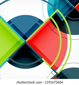 Creative circles geometric abstract background with 3d effect, vector trendy template