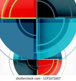 Creative circles geometric abstract background with 3d effect, vector trendy template