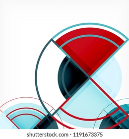 Creative circles geometric abstract background with 3d effect, vector trendy template