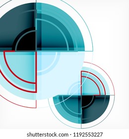 Creative circles geometric abstract background with 3d effect, vector trendy template