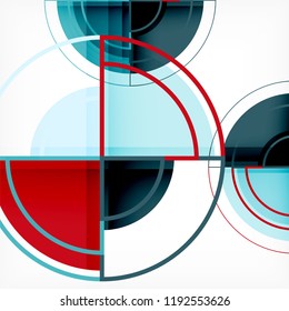 Creative circles geometric abstract background with 3d effect, vector trendy template
