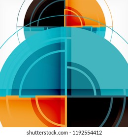 Creative circles geometric abstract background with 3d effect, vector trendy template