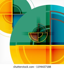 Creative circles geometric abstract background with 3d effect, vector trendy template
