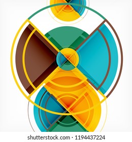 Creative circles geometric abstract background with 3d effect, vector trendy template