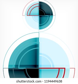 Creative circles geometric abstract background with 3d effect, vector trendy template
