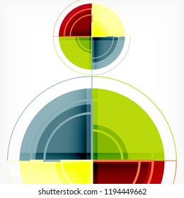 Creative circles geometric abstract background with 3d effect, vector trendy template