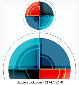 Kreative Kreise geometrischer abstrakter Hintergrund mit 3D-Effekt, Vektorgrafik-Trendvorlage