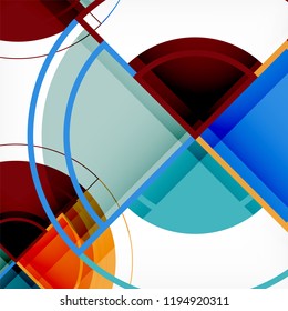 Creative circles geometric abstract background with 3d effect, vector trendy template
