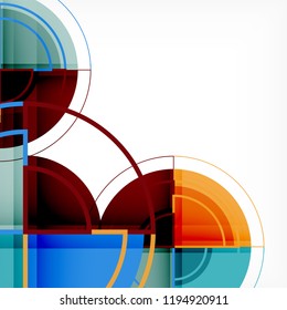 Creative circles geometric abstract background with 3d effect, vector trendy template