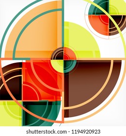 Creative circles geometric abstract background with 3d effect, vector trendy template