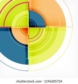 Creative circles geometric abstract background with 3d effect, vector trendy template