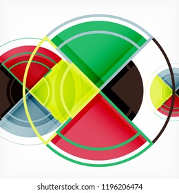 Creative circles geometric abstract background with 3d effect, vector trendy template
