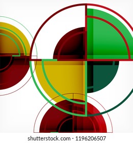 Creative circles geometric abstract background with 3d effect, vector trendy template