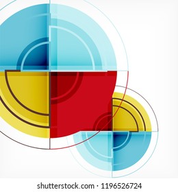 Creative circles geometric abstract background with 3d effect, vector trendy template